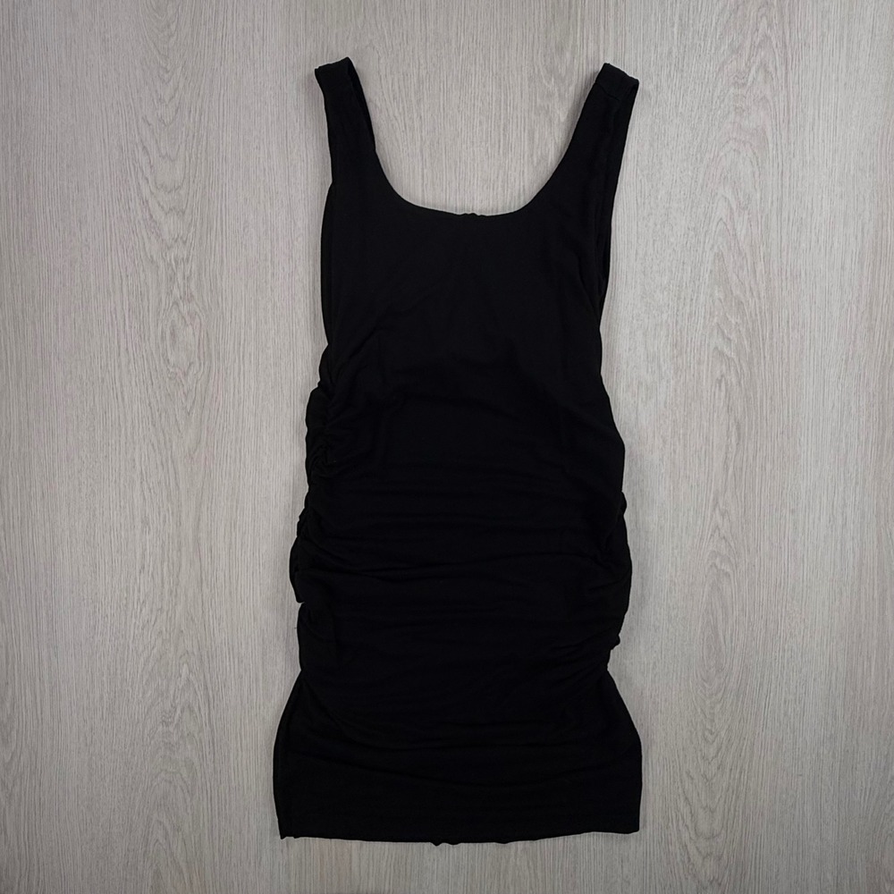 Maternity Dress Isabella Oliver Womens 2 Black Ruched Bodycon Scoop Neck Stretch